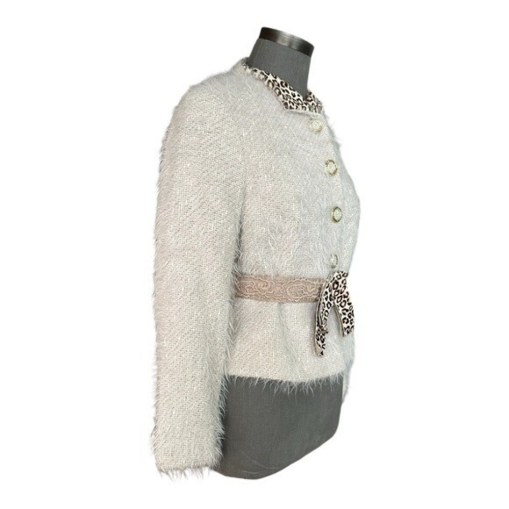 Maria Grazia Severi Wool Blend Blazer Beige Brown Bow Detail Jacket IT 44 US M - Picture 7 of 9
